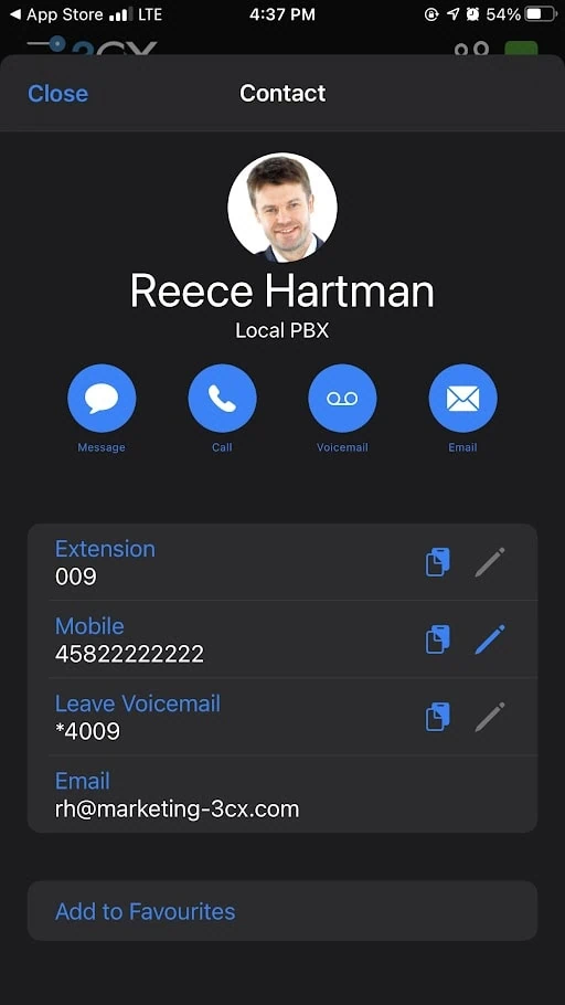 An example of a contact on an IOS device.