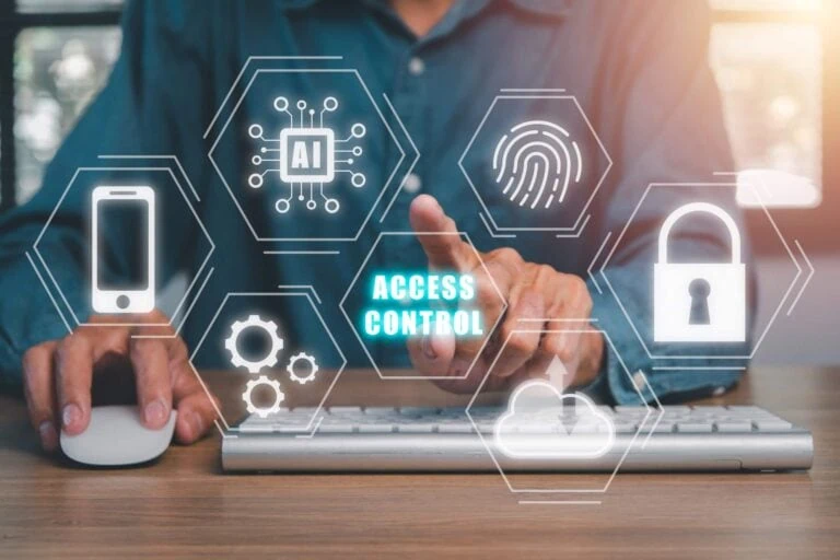 Modern school campus with integrated security technology including access control, surveillance cameras, and connected IT infrastructure.